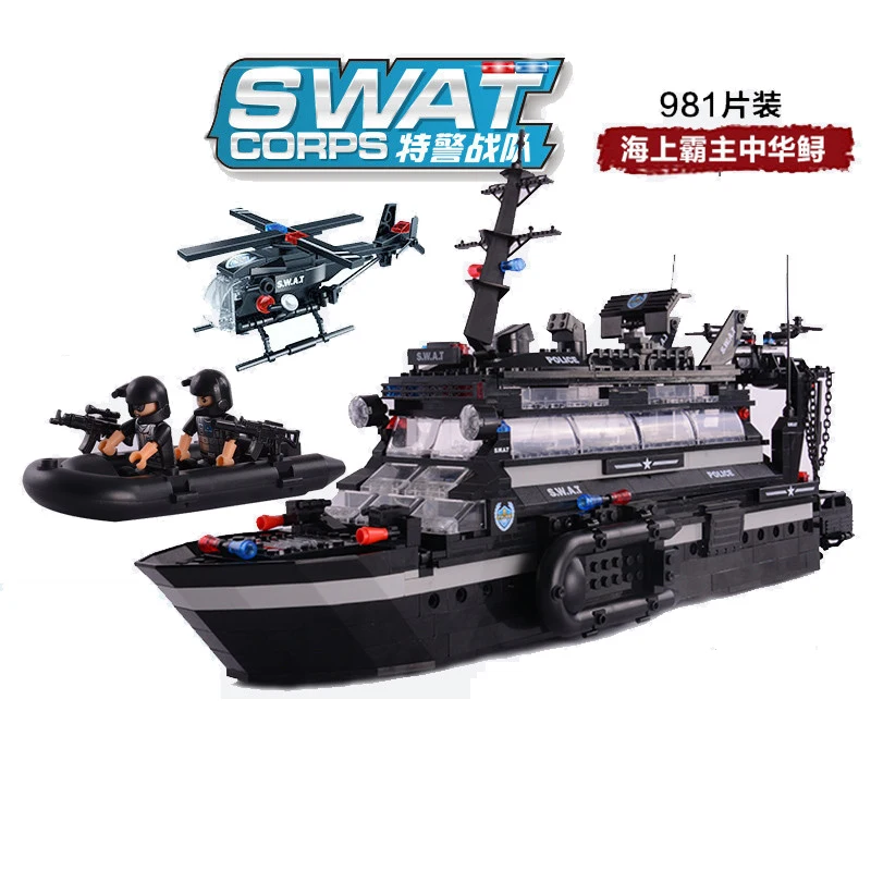 981pcs Children's educational building blocks toy Compatible Legoingly city Chinese sturgeon command ship figures Bricks gift | Игрушки и