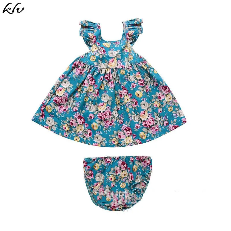 

2019 Princess Toddler Kids Baby Girl Floral Dress Summer Ruffles Sleeve Back Cross Tutu Boho Beach Dresses Sundress Clothes