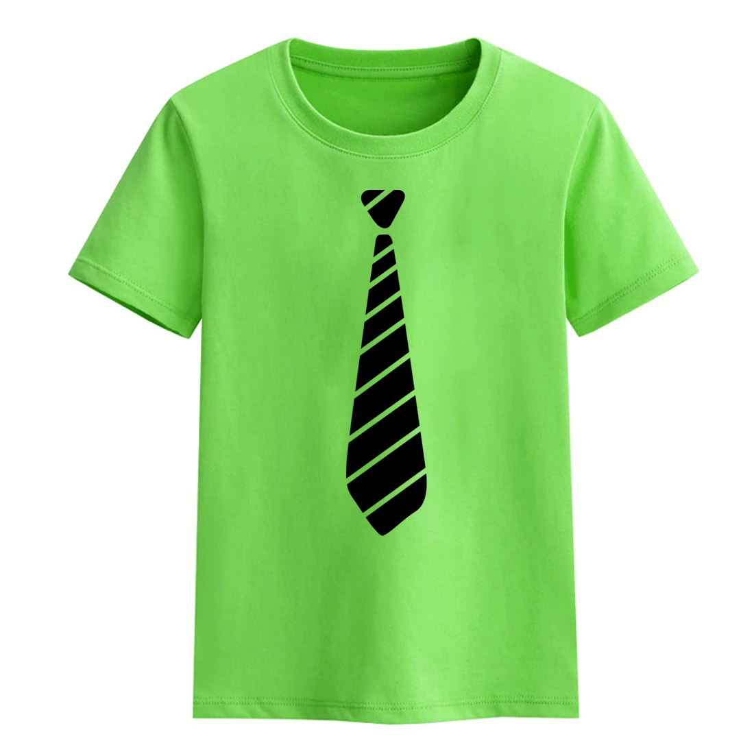 Летняя детская футболка; Новинка года; хлопок; принт с галстуком в стиле Харадзюку; повседневные модные футболки для мальчиков и девочек; рубашка; одежда для малышей; Топ - Цвет: light green