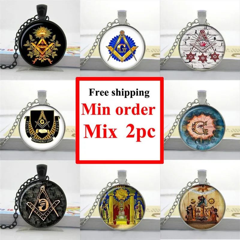 

HZShinling 2018 Masonic Symbol Necklace Star Honner Badge Masonic Sign Pendant Man Fashion Bronze Pendant Necklace HZ1
