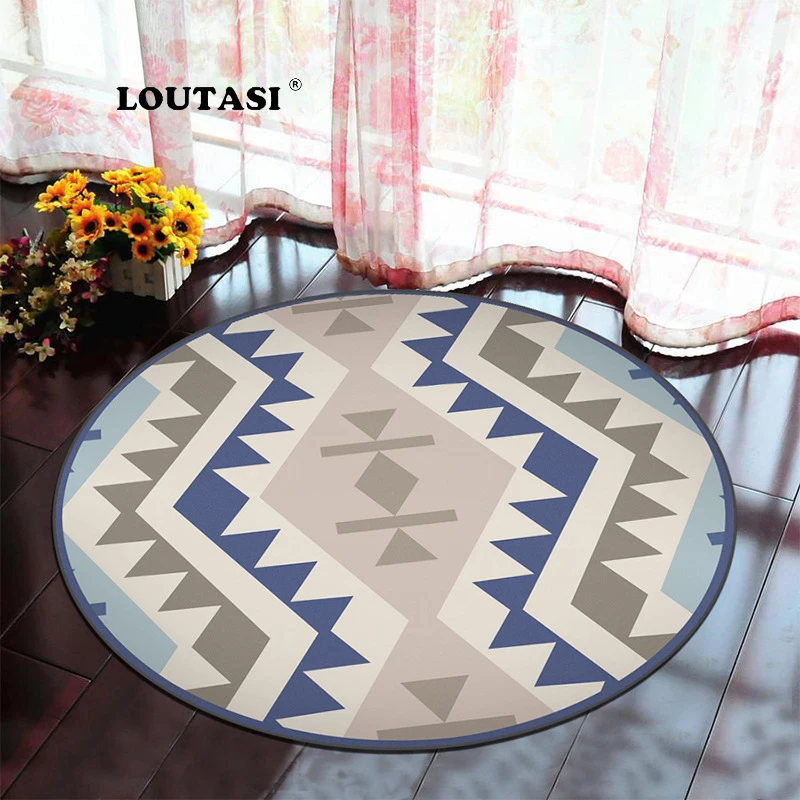 LOUTASI Nordic Style Geometric Printed Children Carpets Baby Crawling Rugs Anti Slip Round Area Rug For Living Room Floor Mat | Дом и сад