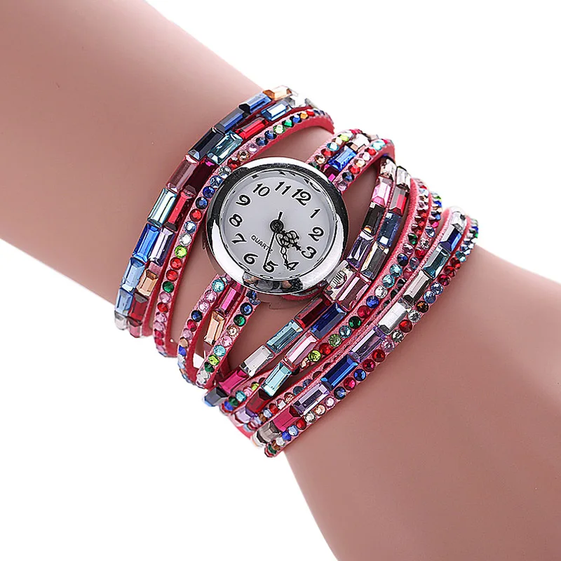 luxury Lady bracelet Watch colorful rhinestone jewelry quartz watches