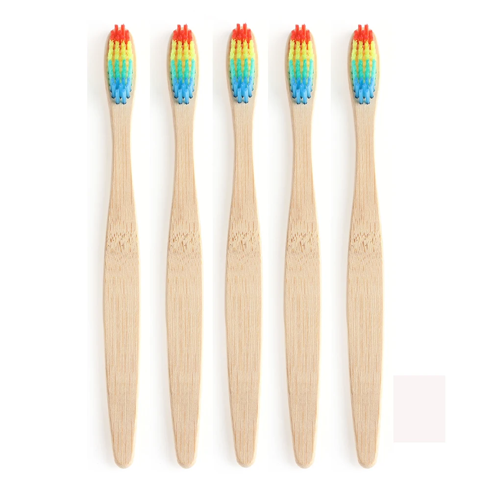 

1/5PC Rainbow Head Soft Bristle Bamboo Colorful Toothbrush Environment Wooden Bamboo Toothbrushes Tooth Cleaning Oral Caring