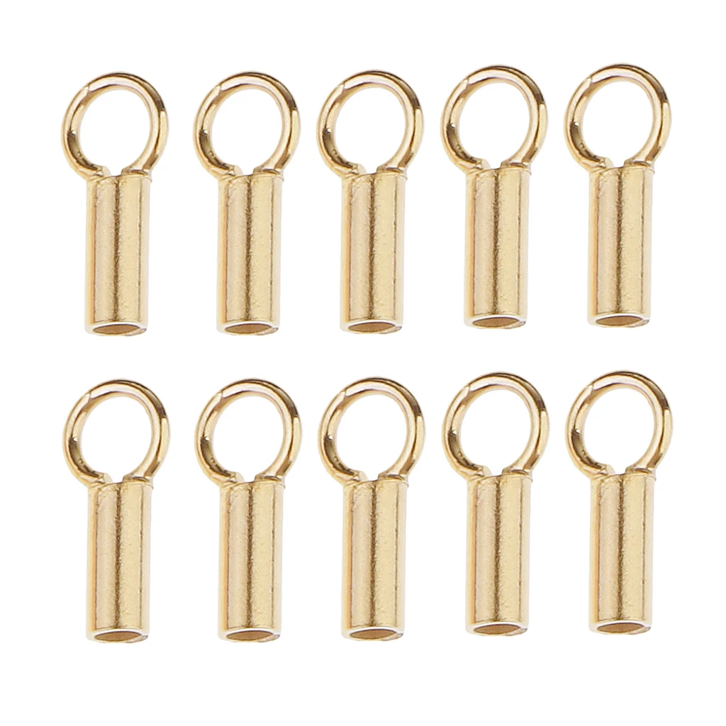 10pcs 925 Sterling Tube Crimp Beads Stopper Beading Cord End Beads Jewelry Making Findings