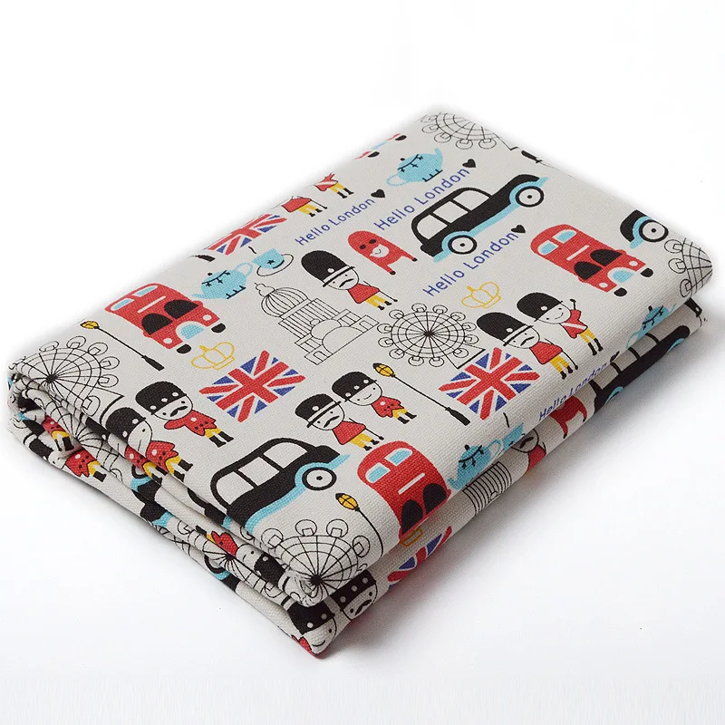 

50x150cm Cotton Canvas Fabric Print London Car Bus Guard DIY Patchwork 904-2