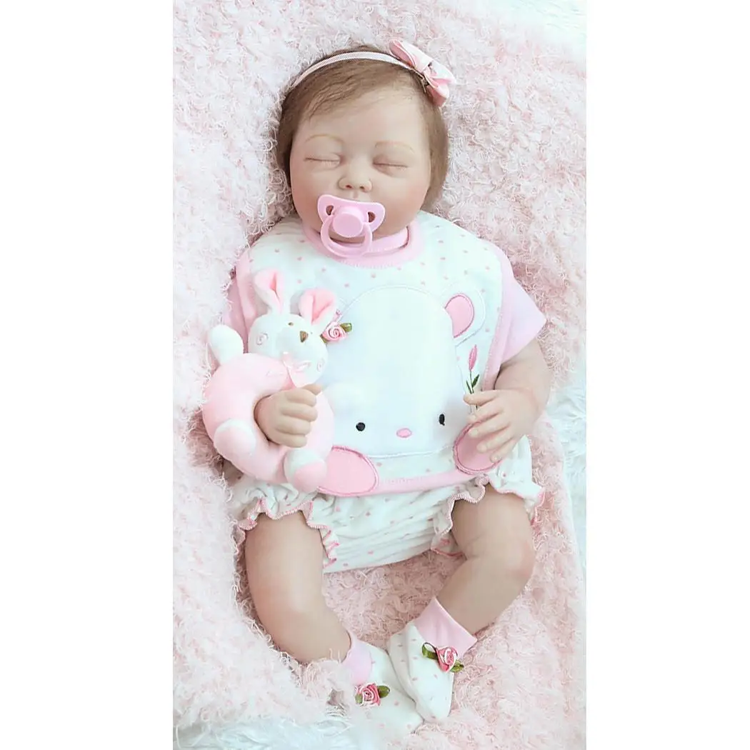 

Kids Soft Silicone Realistic With Clothes Closed Eyes Reborn Baby Doll 2-4Years Collectibles, Gift, Playmate