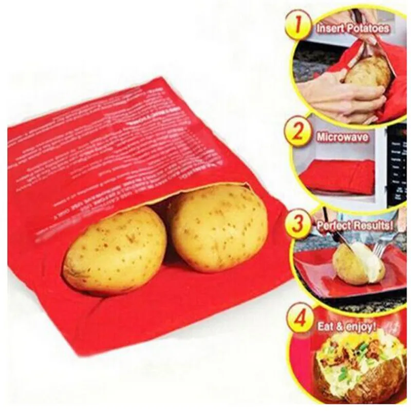 

1PC Red Microwave Potato Bag Baking Cooking Bag Washable Cooker Kit Roast Potato Oven Quick Kitchen Tools Kitchen Gadgets Tool,Q