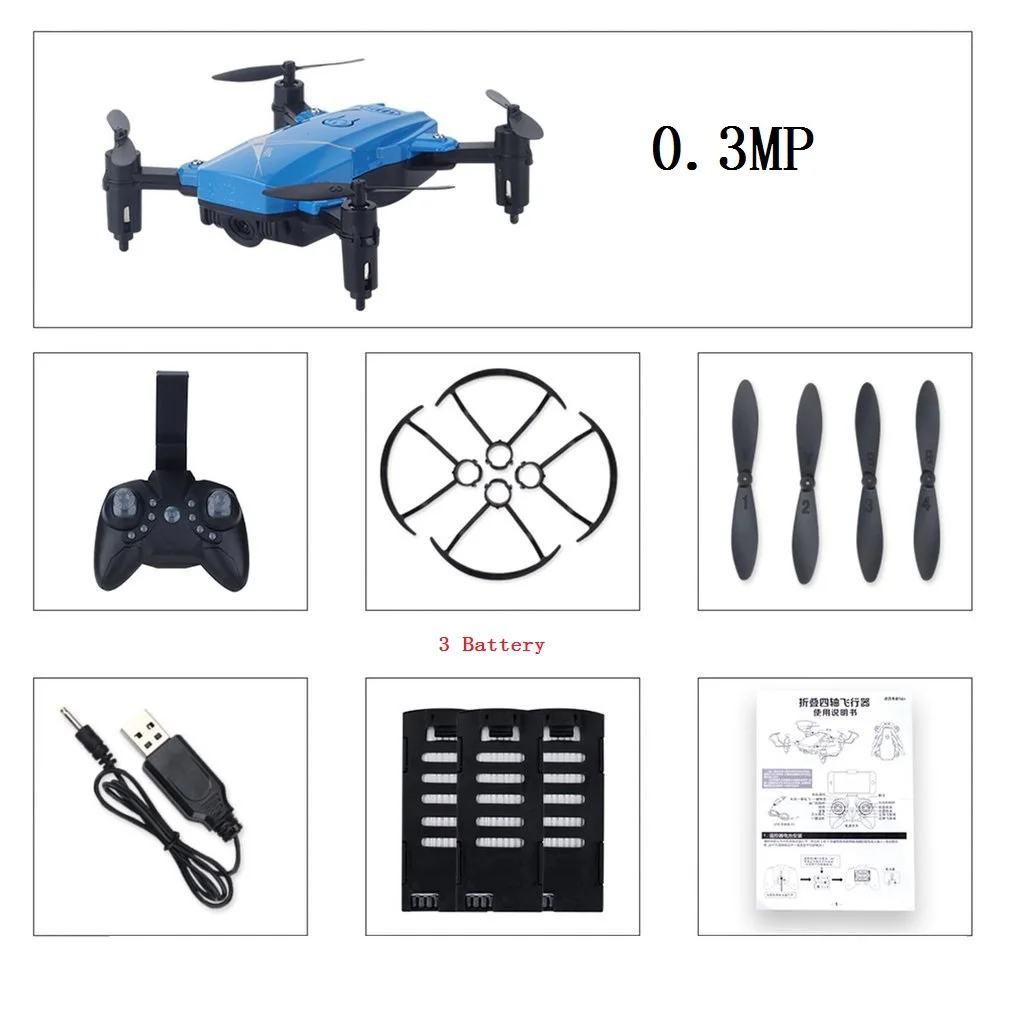 LF602 2,4G wifi FPV мини складной Радиоуправляемый Дрон 2.0MP/0.3MP камера Дрон Безголовый Квадрокоптер фотографии видео передача в реальном времени - Цвет: 0.3MP 3Battery blue