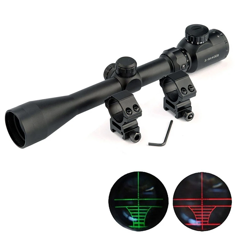 

Hunting Tactical Military Gear 3-9x40 EG Red/Green Sniper Air Rifle Gun Optics Scope 20mm Rail Mount