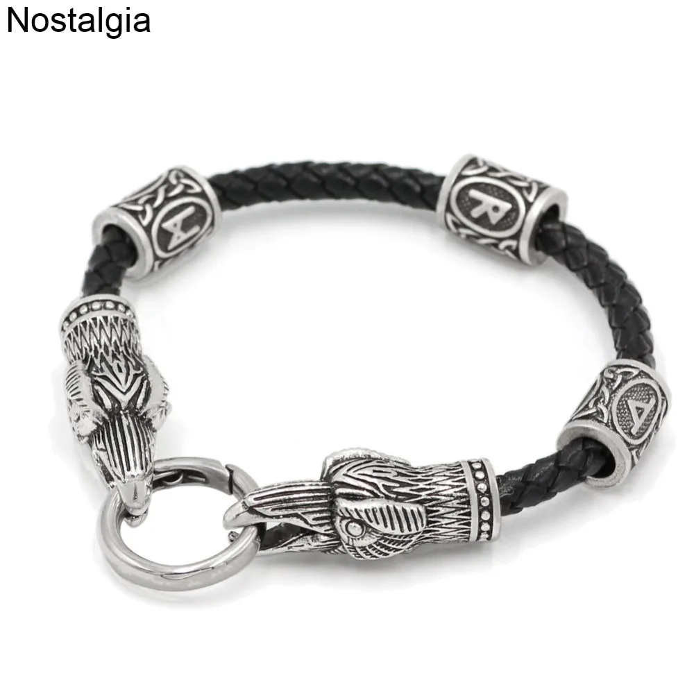 Женский кожаный Браслет манжета Vikingos Raven волчьи головы Chain Viking с