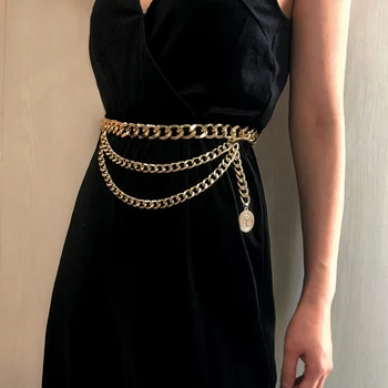 

New fashion Designer Metal chain Belts For Women Retro Punk Fringe Waist Silver Gold Belt Dress Ladies Tassel Chain Belt Female