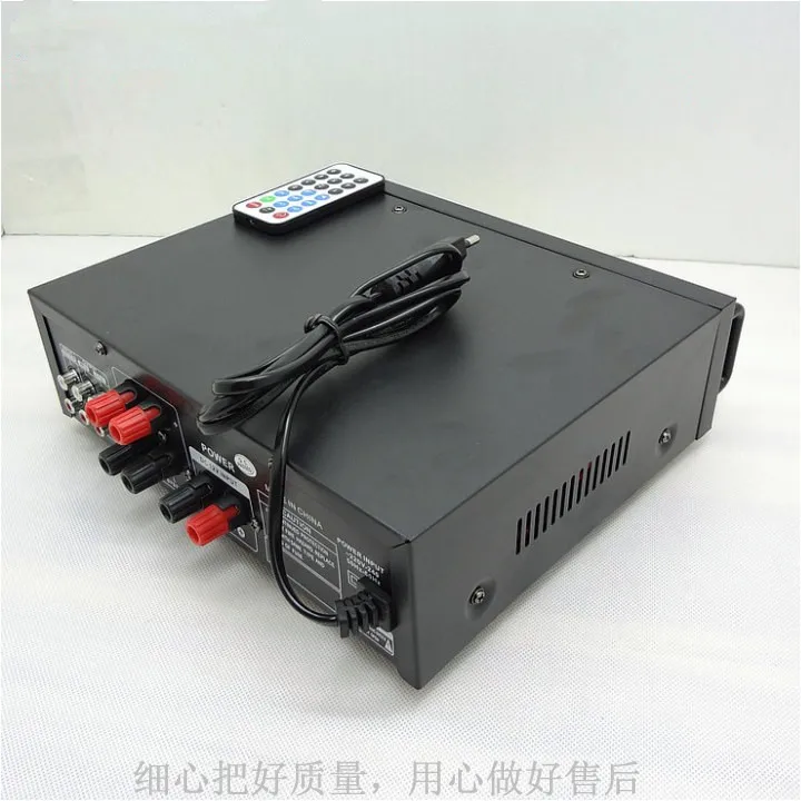 DC12V / AC220V AV-339 80W+80W 2-channel remote control home Karaoke digital audio amplifier Support USB MP3 microphone input