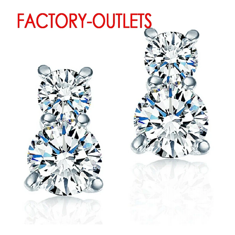 Bridal Jewelry Sets 925 Silver Necklaces Stud Earrings Round Crystal For Women Girls Engagement Anniversary