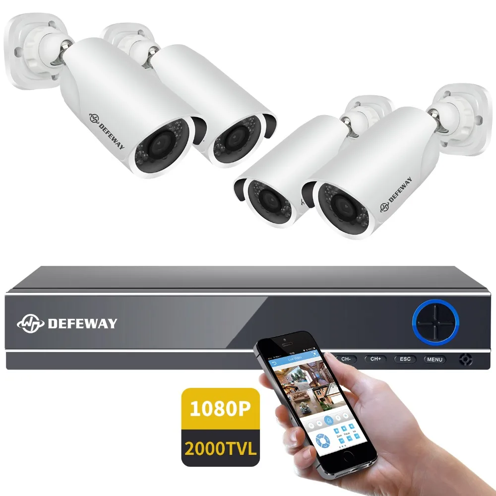 DEFEWAY HD 8Channel1080P 2.0MP Камера Безопасности s система 4 шт 1080P 2000TVL камера дневного ночного видения CCTV комплект домашней безопасности