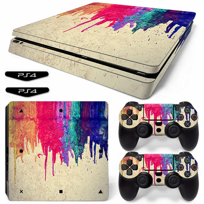 

Ps4 Slim Sticker Painting Vinyl Cover Decal PS4 Slim Skin for PS4 Slim Console and 2 Controllers