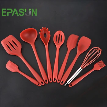 

EPASUN 9 Piece Silicone Cooking Utensil Sets Gadgets Spoon Tools Spatula Soup Ladle Slotted Turner Shovel Skimmer Kitchen Tools