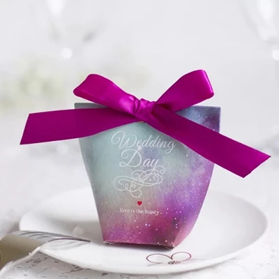 50 шт./лот 9X5X8 см звездное небо конфетная коробка с лентой для конфет на свадьбу Box подарок на свадьбу Свадебные сувениры Аксессуары - Цвет: 2