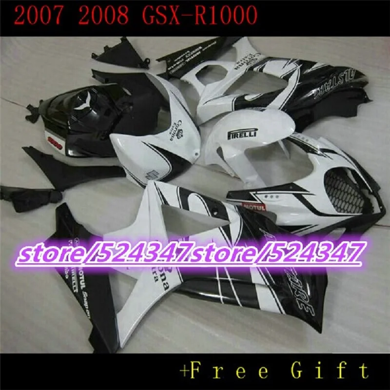ABS новый комплект обтекателей для Мотоцикла SUZUKI GSXR1000 K7 K8 2007 2008 черные белые