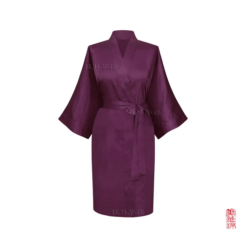 Dark purple Шелковый свадебный наряд, свадебные атласные невесты robe, фрейлина, халат, Свадебный Халат - Цвет: Dark purple