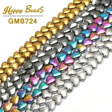 6*5 мм бусины в форме сердца из гематита бусины из натурального камня для изготовления ювелирных изделий 78 шт./лот бусины-разделители Diy Подвески Браслет