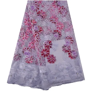 

Free Shipping African Embroidery Print Wax And Cord Lace Fabric With Beads 2018 High Class Nigerian Wax Lace Fabric 5 Yards 1005