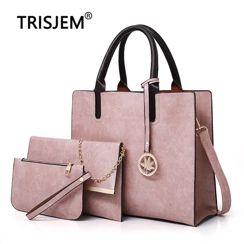 

2019 New PU Leather Female Composite Handbag with 3 Different Packages Beaut Handbag for Women Ladies Shoulder Bag Bolso Mujer