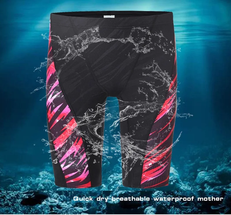 Новые профессиональные мужские конкурентоспособные плавки для плавания из антихлорированной ткани, купальные штаны, сплошной помех, купальный костюм, пятые брюки размера плюс L-4XL