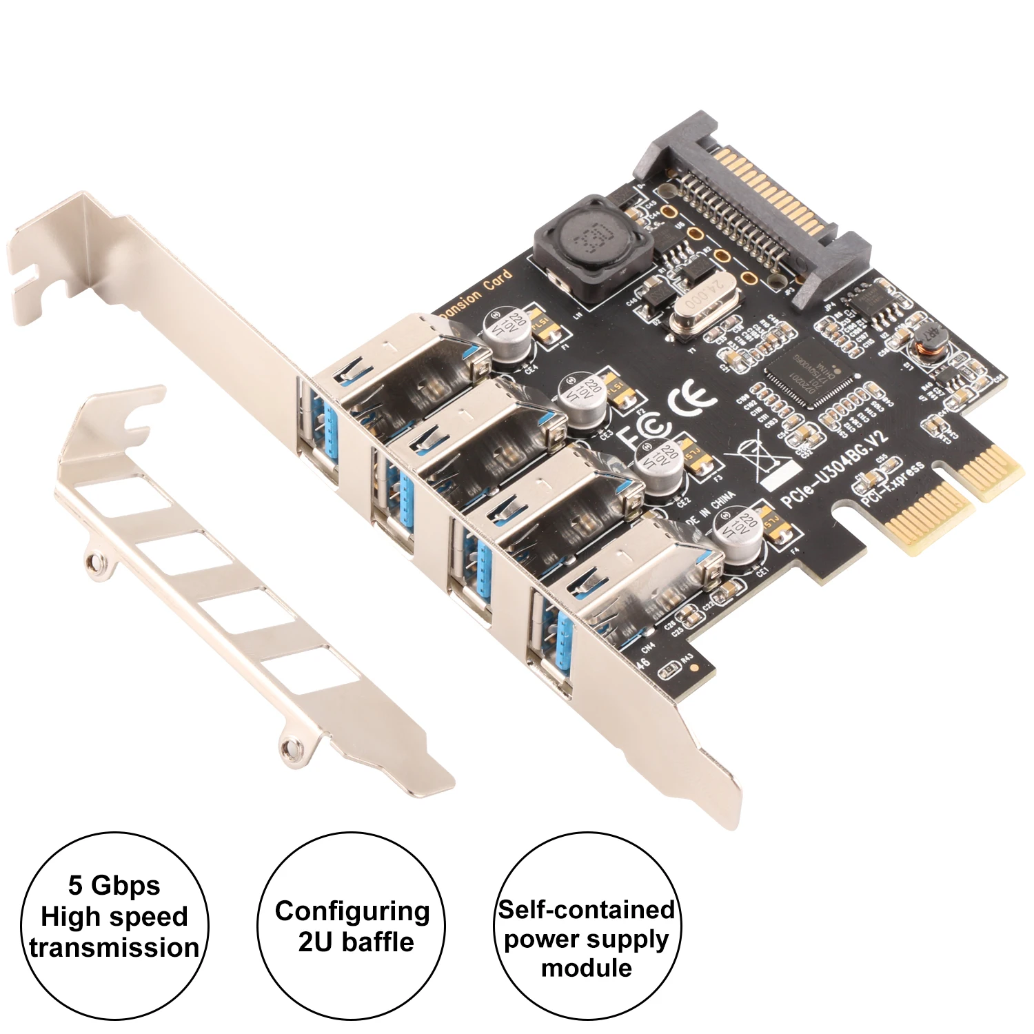 Ubit USB3.0 Superspeed Expansion Card PCI E to 4 Port USB