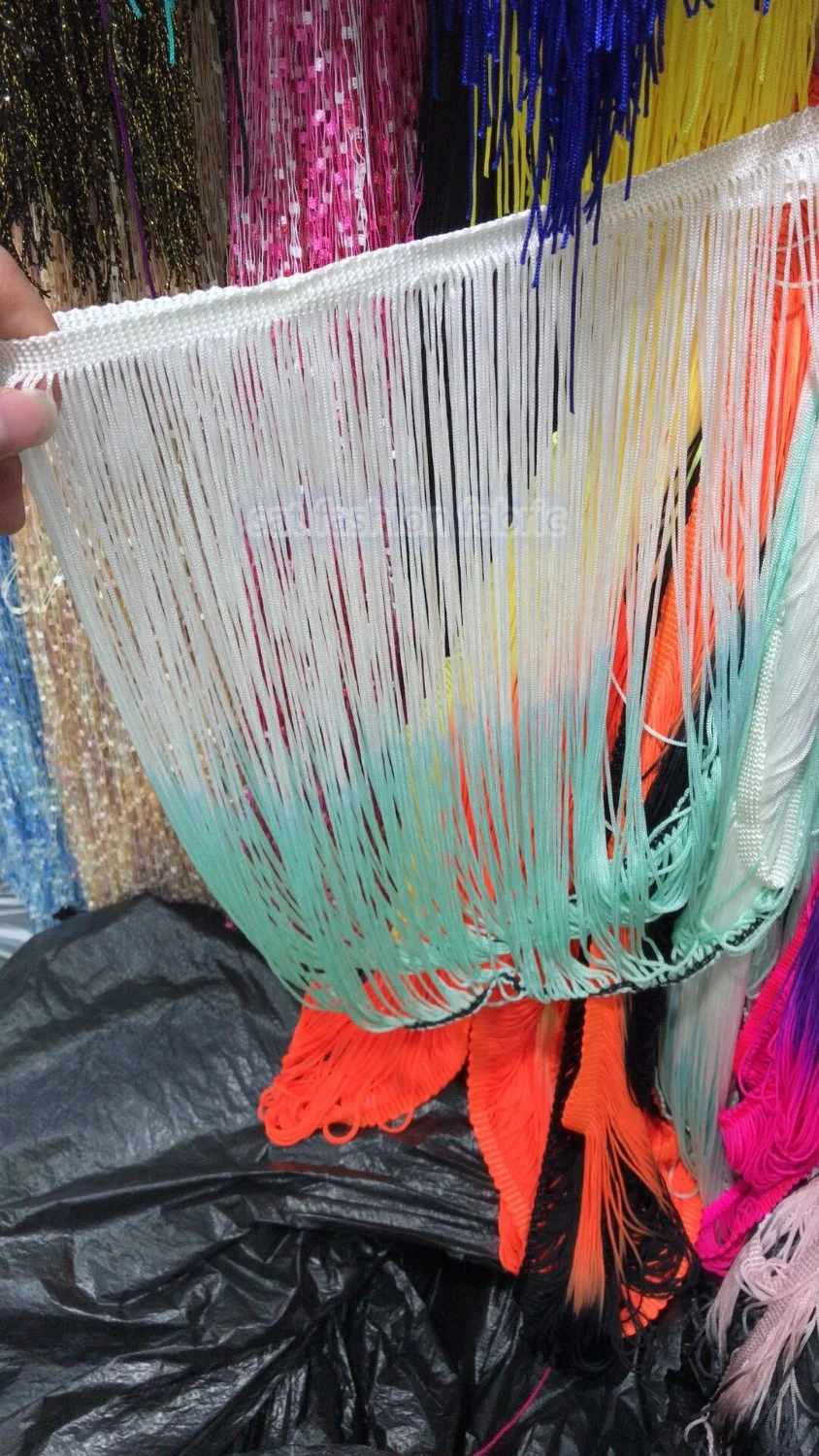 

Fast Delivery and high quality sat-42055 Embroidered African lace fabric with fringe for sewing
