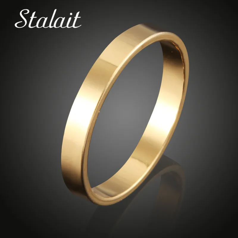 3mm Wedding Rings For Women Ring Gold Color Small Ring Smooth Wedding Rings Pair