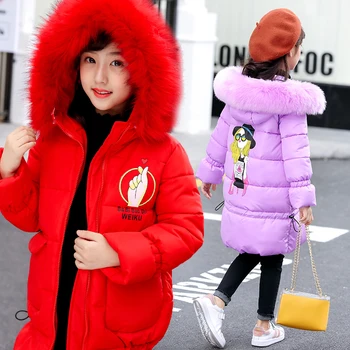 

2020 Kids Winter Coat For Girls Long Sleeve New Keep Warm Clothes Girls Thick Jackets Hooded Coat Snowsuits School Costume 10 12