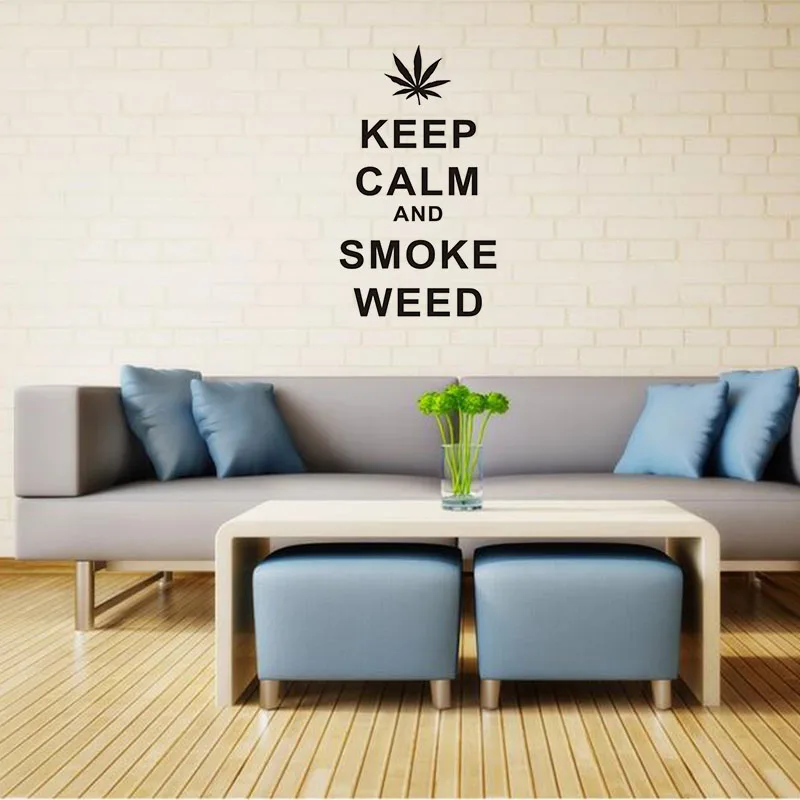 Keep Calm And Smoke Weed Grass персонажи стикеры на стену для Llving дверь комнаты Релакс