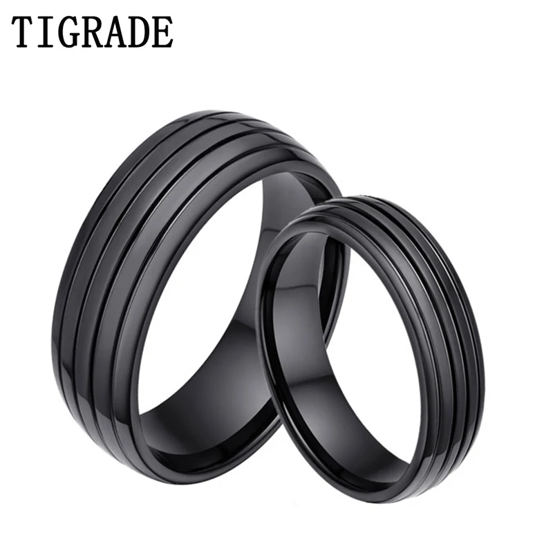 2pc 6mm8mm black titanium ring lovers couple rings for women men wedding bands engagement anniversary his - Black Wedding Rings For Him And Her 2pc 6mm8mm black titanium ring lovers couple rings for women men wedding bands engagement anniversary his - Black Wedding Rings For Him And Her