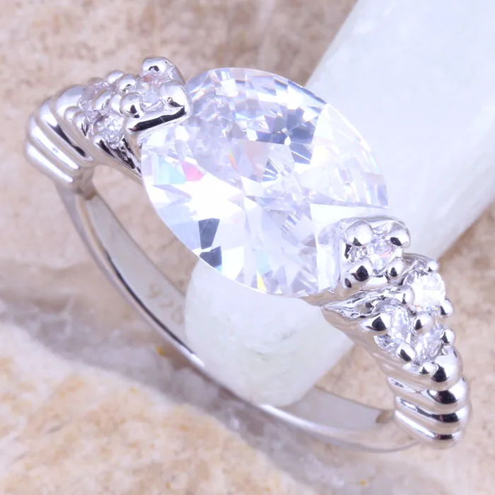 Majestic White CZ Silver Plated Ring Size 6 / 7 8 9 R1527 | Украшения и аксессуары
