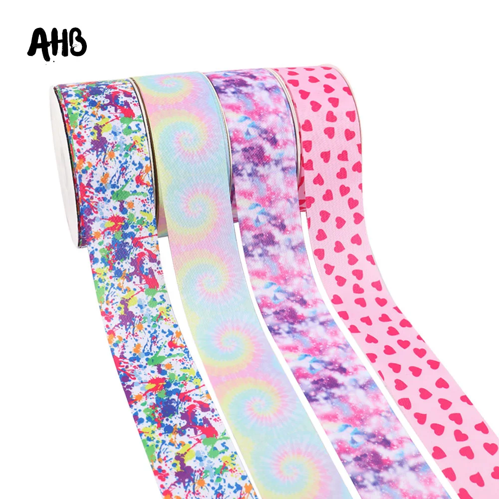 

AHB 5y Grosgrain Printed Ribbon 75mm Heart Starry Sky Colorful Dots Tape DIY Hairbows Accessories Gift Wrapping Decor Supplier