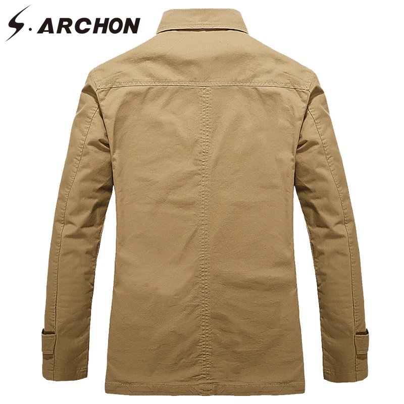 S.ARCHON Spring Jackets Men Autumn Washed Thin Jacket Turn Down Collar Standard Clothes Cotton Casu