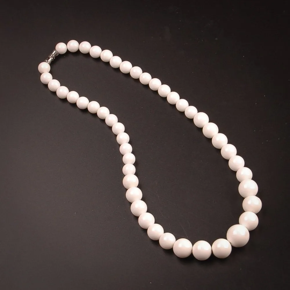 Natural Pure White Tridacna Stone Tower Beads Necklace Collarbone chain