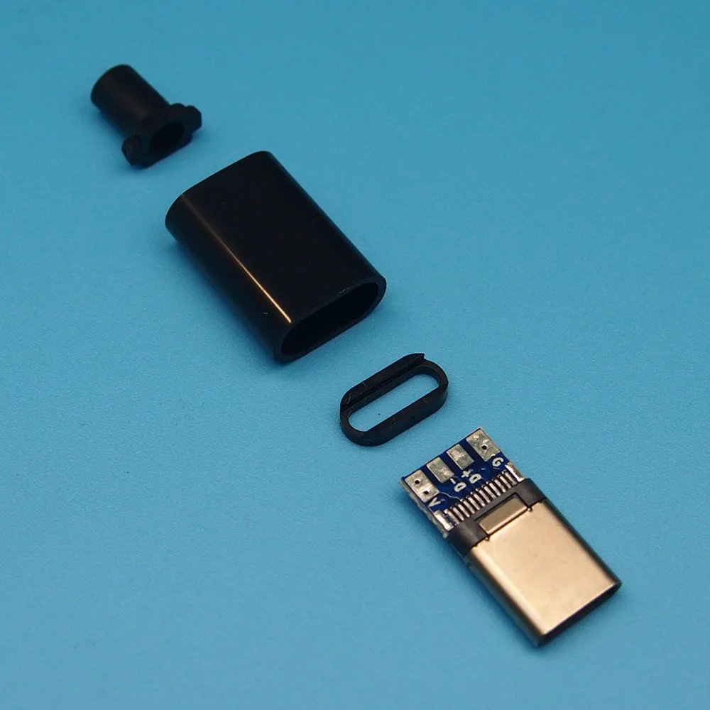 

10set/lot 4 IN 1 USB-C Type 2.0 version male plug with PCB board solder wire test male plug data connector