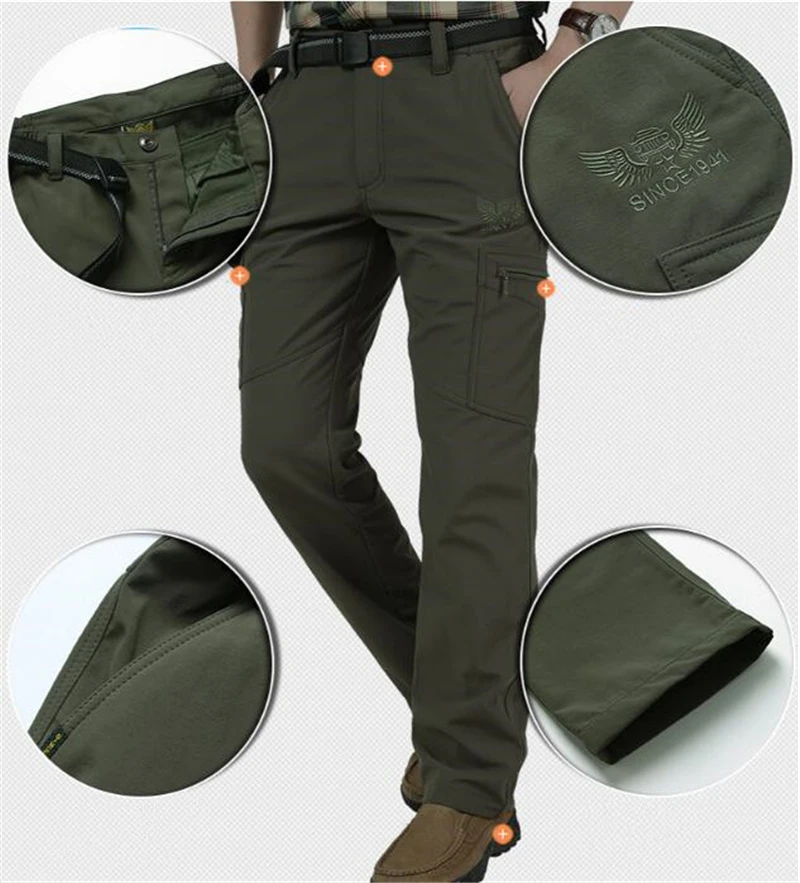 Мужские брюки-карго из эластичного флиса, зимние толстые теплые флисовые брюки, армейские военные тактические ветрозащитные