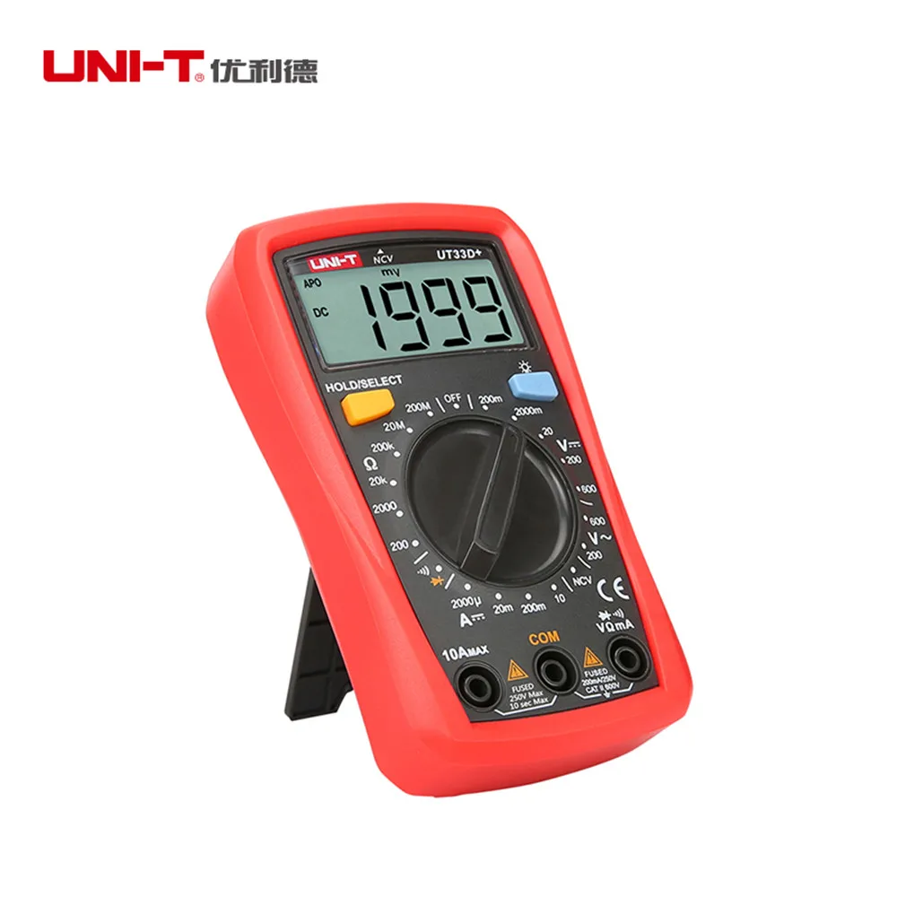 UNI-T UT33D+ размер ладони цифровой мультиметр Профессиональный электрический ручной Амперметр мультитестер с подсветкой удержания данных