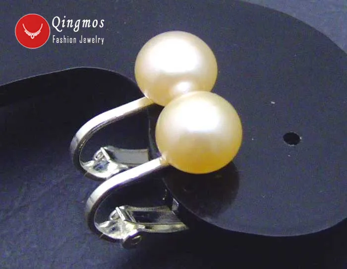 Qingmos фиолетовые плоские серьги с жемчугом для женщин с 7-8 мм натуральный пресноводный жемчуг серебро S925 клип Earring-ear341