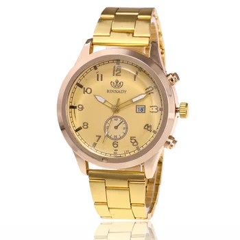 

Rinnady Top Brand Watches Men Relojes Mujer Gold Calendar Wrist Watch Women Leather Quartz Sport Watch Mens Hours Clock Relogio