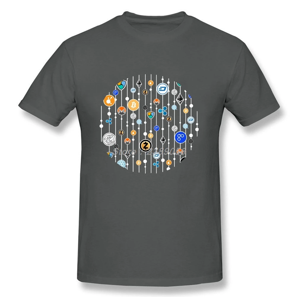 Luxury T-Shirts Men Short Sleeve Cryptocurrency T Shirt Ethereum Bitcoin Litecoin Adult Shirt Camisetas