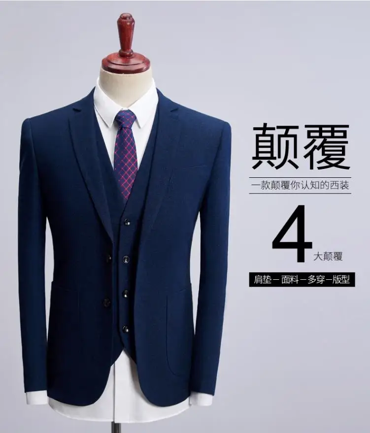 (Jacket+Vest+Pants) 2019 Men Thicken Woolen Suits Men's Slim Fit Business Tuxedo Wedding Suit Men Classic Formal Custom Suits 6