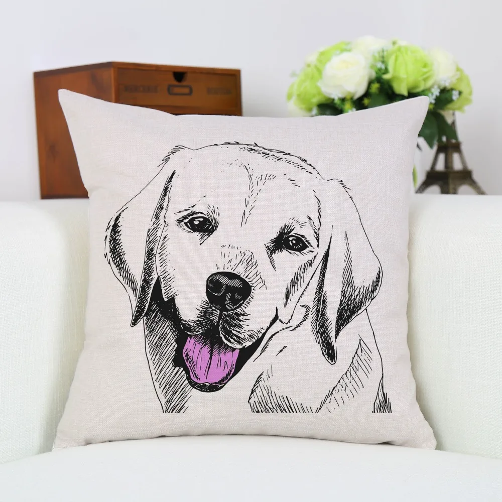 Cushion Cover Poodle Printed Cute Dogs 45X45cm Dog Pillow Cases Pillowcase Bedroom Sofa