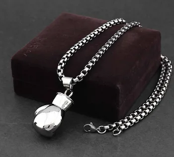 

Biker Men's 316L Stainless Steel Huge Solid Boxing Gloves Pendant Necklace Chain