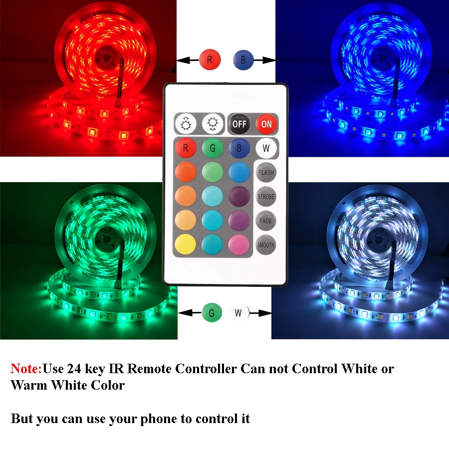 Светодиодная лента RGBW RGBWW 5050 RGB 5 м водонепроницаемая Диодная светильник ИК или WIFI