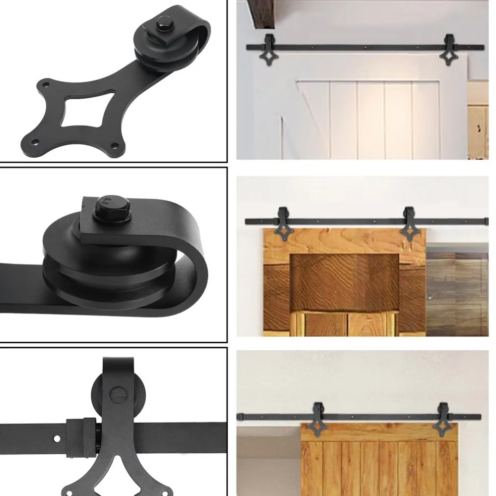 

1.83M Length Robust Home Rhombus Shape Door Rail Sliding Door System Track Hardware Fitting Set For Home Wooden Sliding Door