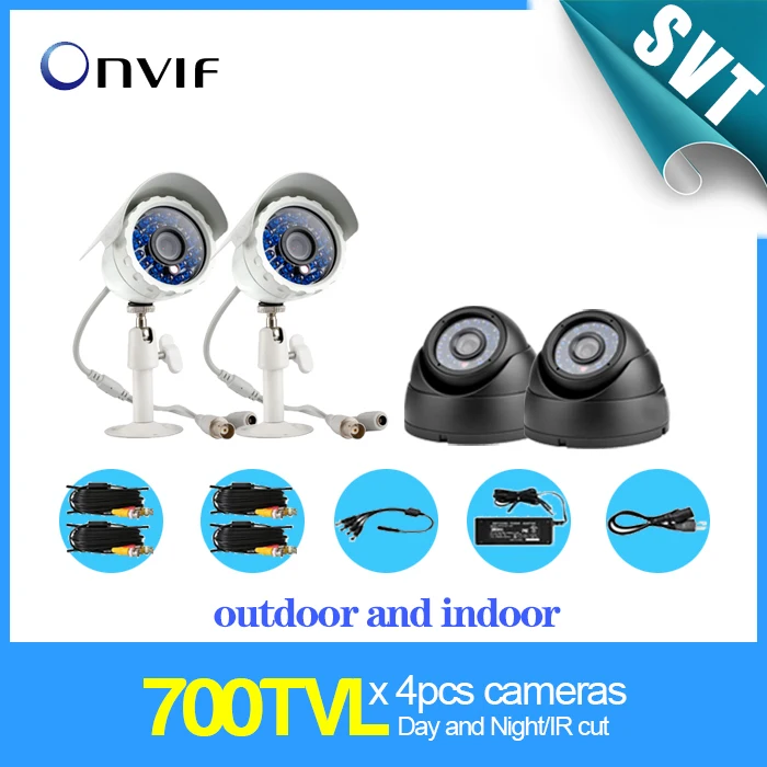 

700TVL CMOS IR cut Security Weatherproof Surveillance CCTV Camera kit with Power Supply and Video Cable SK-096