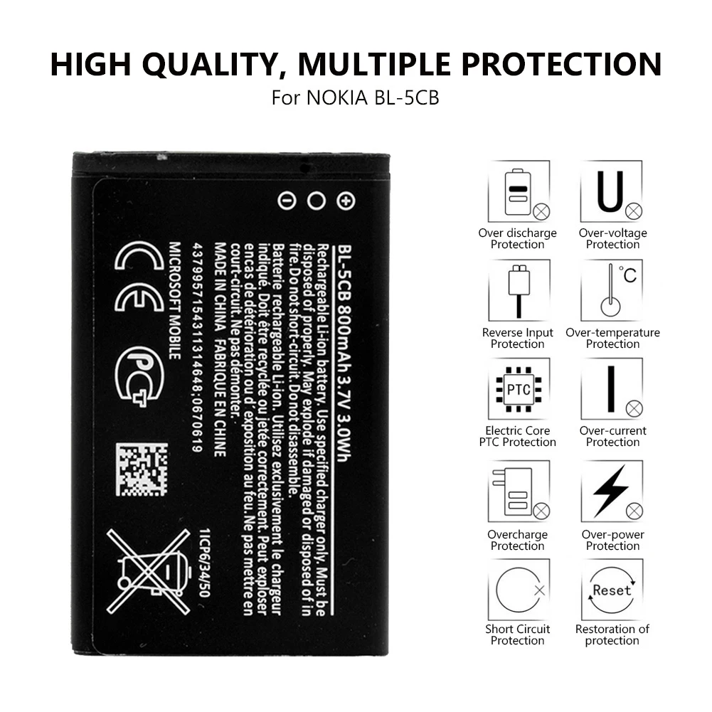 Литиевая батарея Li-Po телефон Батарея BL-5CB BL5CB 3,7 V 800 мА/ч, Батарея BL 5CB для Nokia 3600 3660 6620 6108 3108 2135 N91 1280 - Цвет: 1 PCS